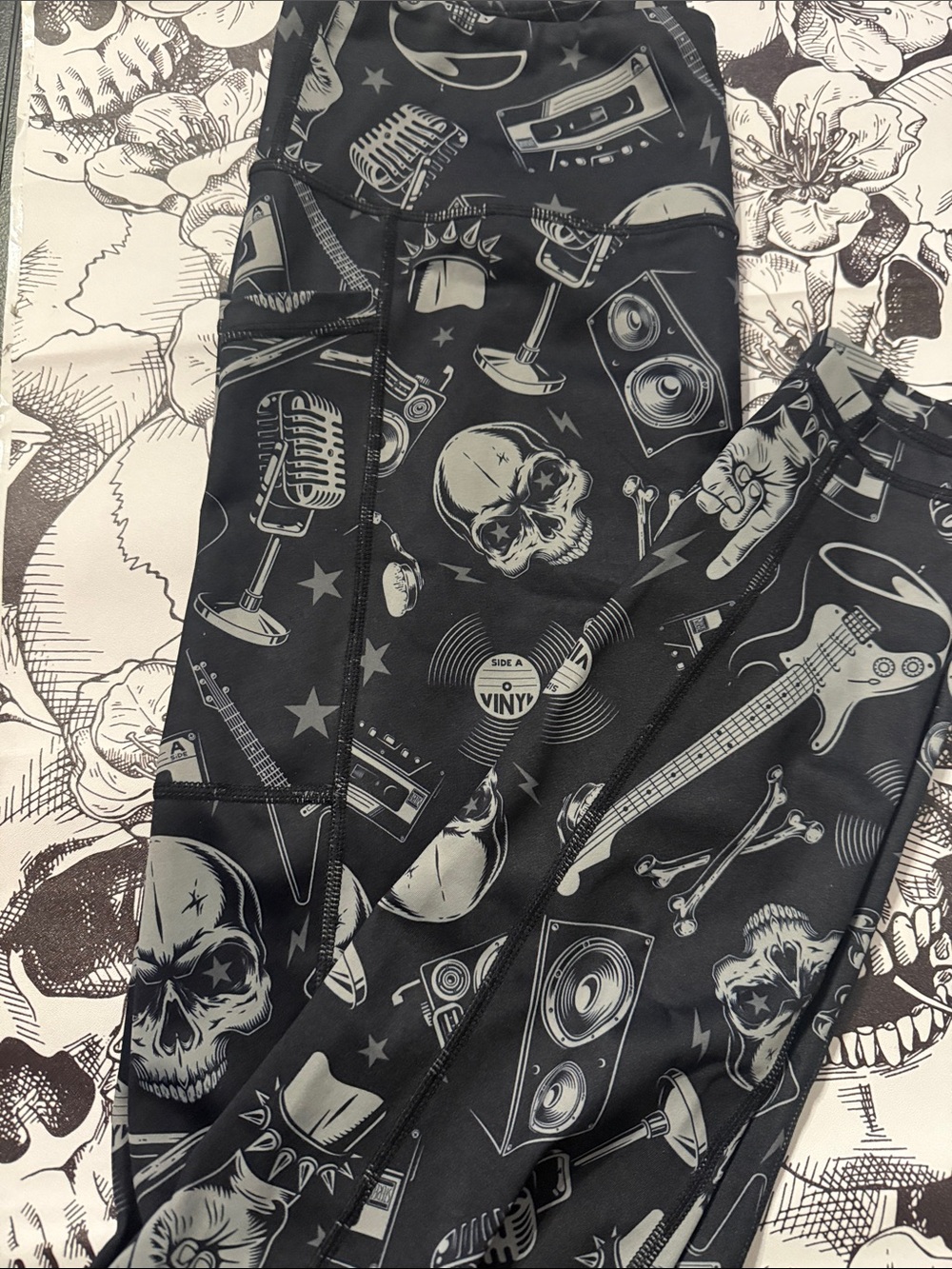 Constantly Varied Gear Black & Gray Rock Music Leggings